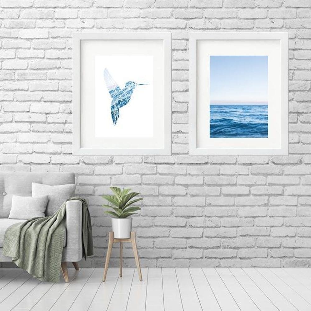 Kit 2 Quadros Grandes Mar Beija-Flor - 60X48Cm
