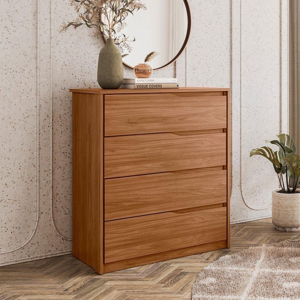 Cômoda 4 Gavetas Florença Nogueira Touch