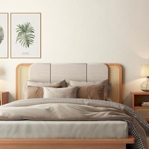 Cabeceira Estofada com Palha Natural 170 Cm MDF Freijó Dalla Costa