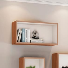 Nicho de Parede para Livro Retangular 66x33 Cm MDF Freijó Off White Dalla Costa
