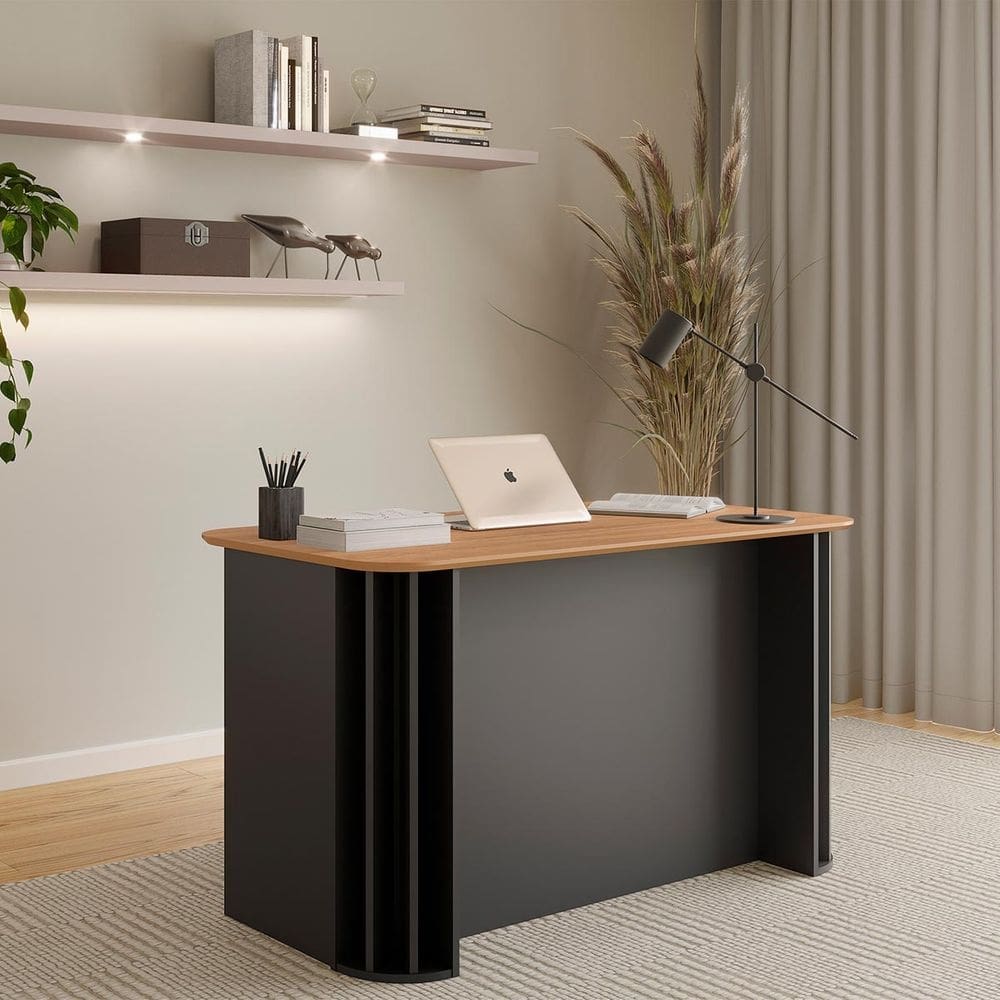 Mesa de Escritório 1 Gaveta MDF Fosco Preto Dalla Costa