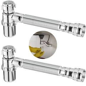 Sifão sanfonado com copo 49cm cromado astra kit com 2 un