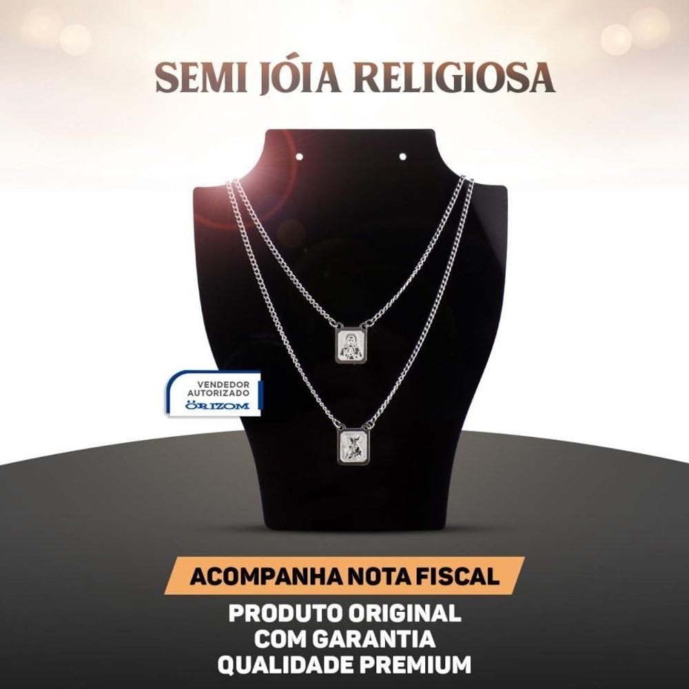 Colar feminino inox escapulário são jorge