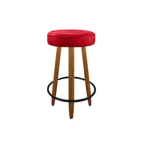 Banqueta Media 60cm Para Cozinha Balcão Bar Assento Vermelho