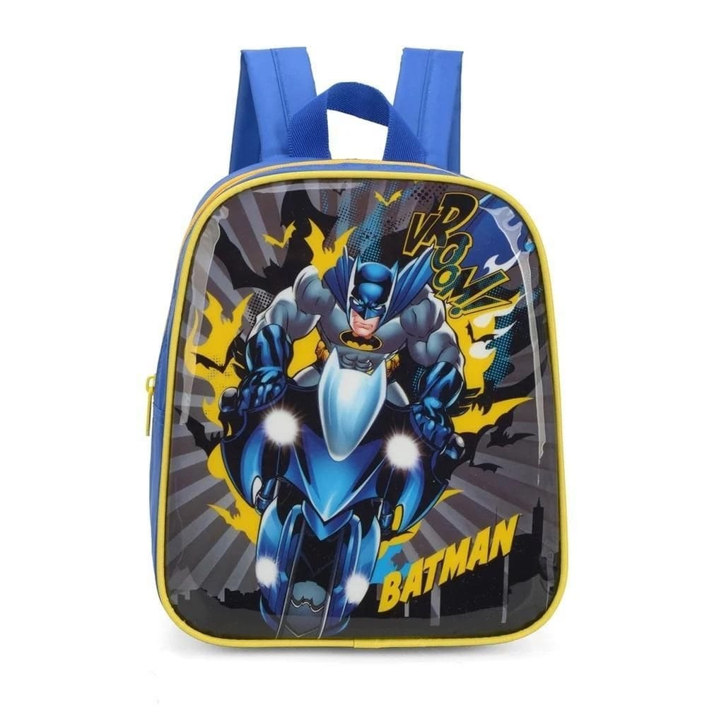 Mochila escolar mini de costas batman azul claro 27x19x9cm