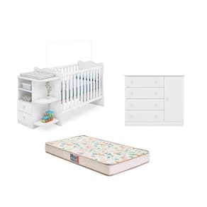 Berço c/Cômoda c/Colchão Gazin/Comoda sapat. Branco-Fdecor
