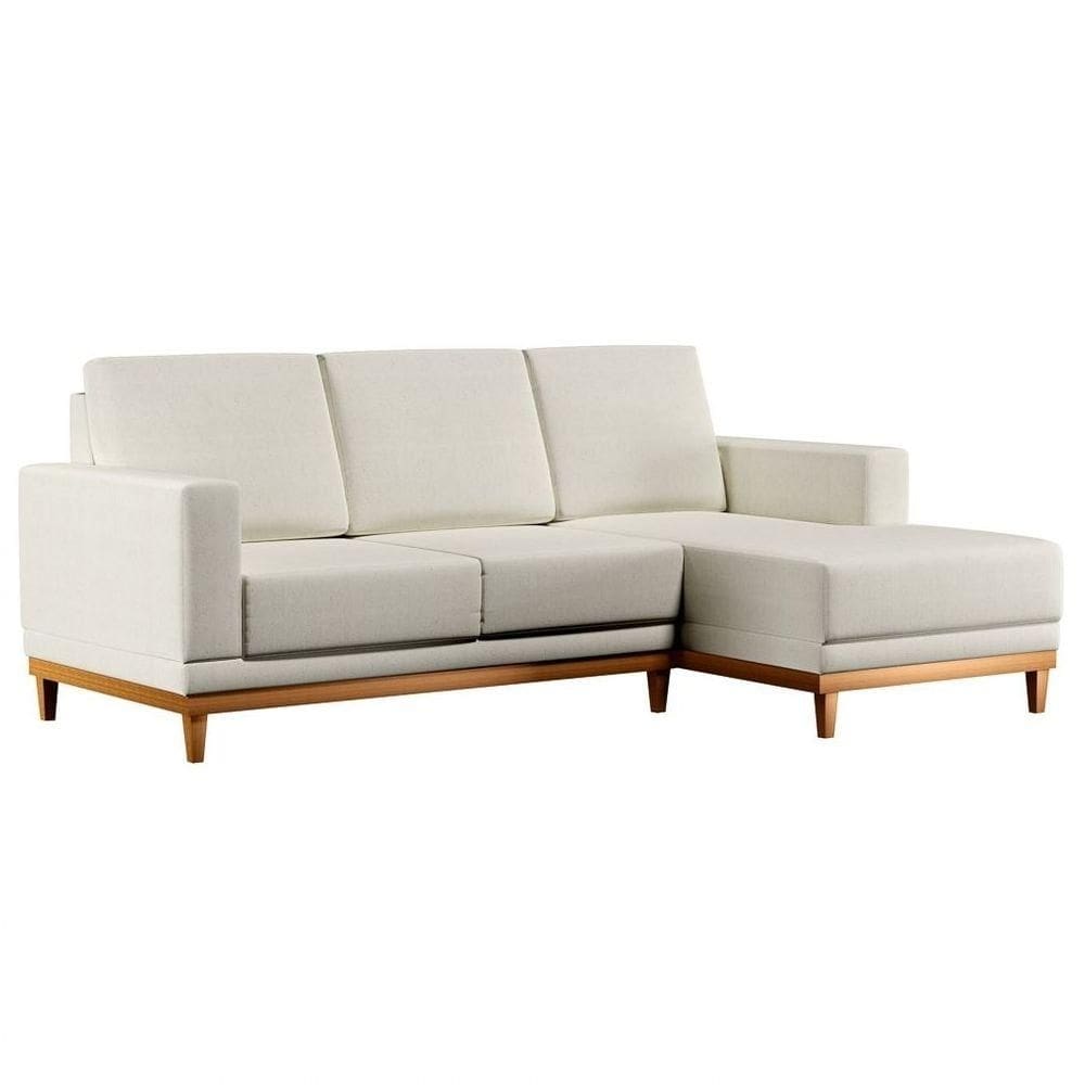 Sofá Kayrós 200cm 3 Lugares Com Chaise Esquerdo D05 Linho Cru