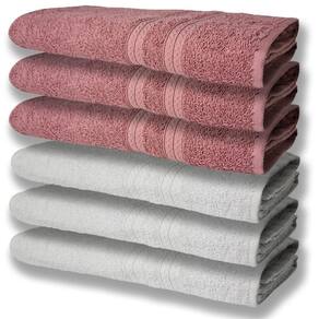 6 Toalhas Grande Super Felpudas E Grossa Algodão 80x150 Itália Soft Beka - Branco/rosê Branco/rosê