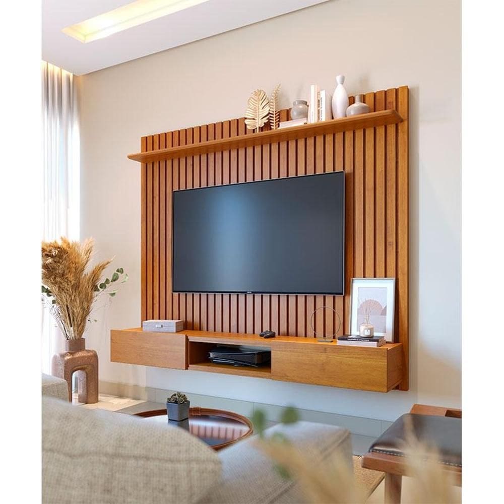 Painel para TV Home Suspenso Ripado Ambiente Loft 1.8 Nature - Imcal
