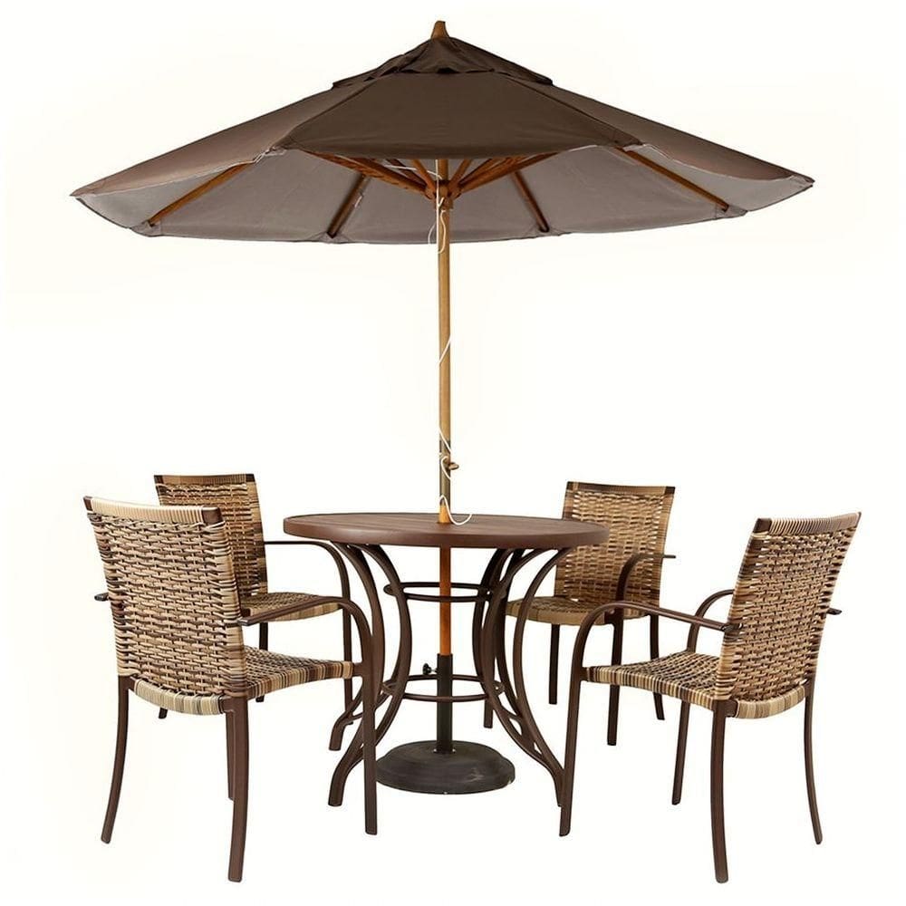 Combo 4 Cadeiras Fibra  E Mesa  E  Marrom