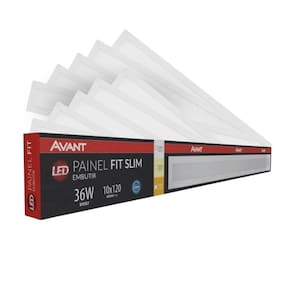 Painel Led Avant Retangular 36w 10x120cm Embutir 4000k 10 Un
