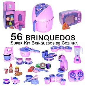 Kit infantil comida geladeira fogão microondas panela 56p
