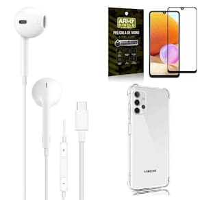 Capa samsung a32 5g + fone de ouvido tipo c + película 3d
