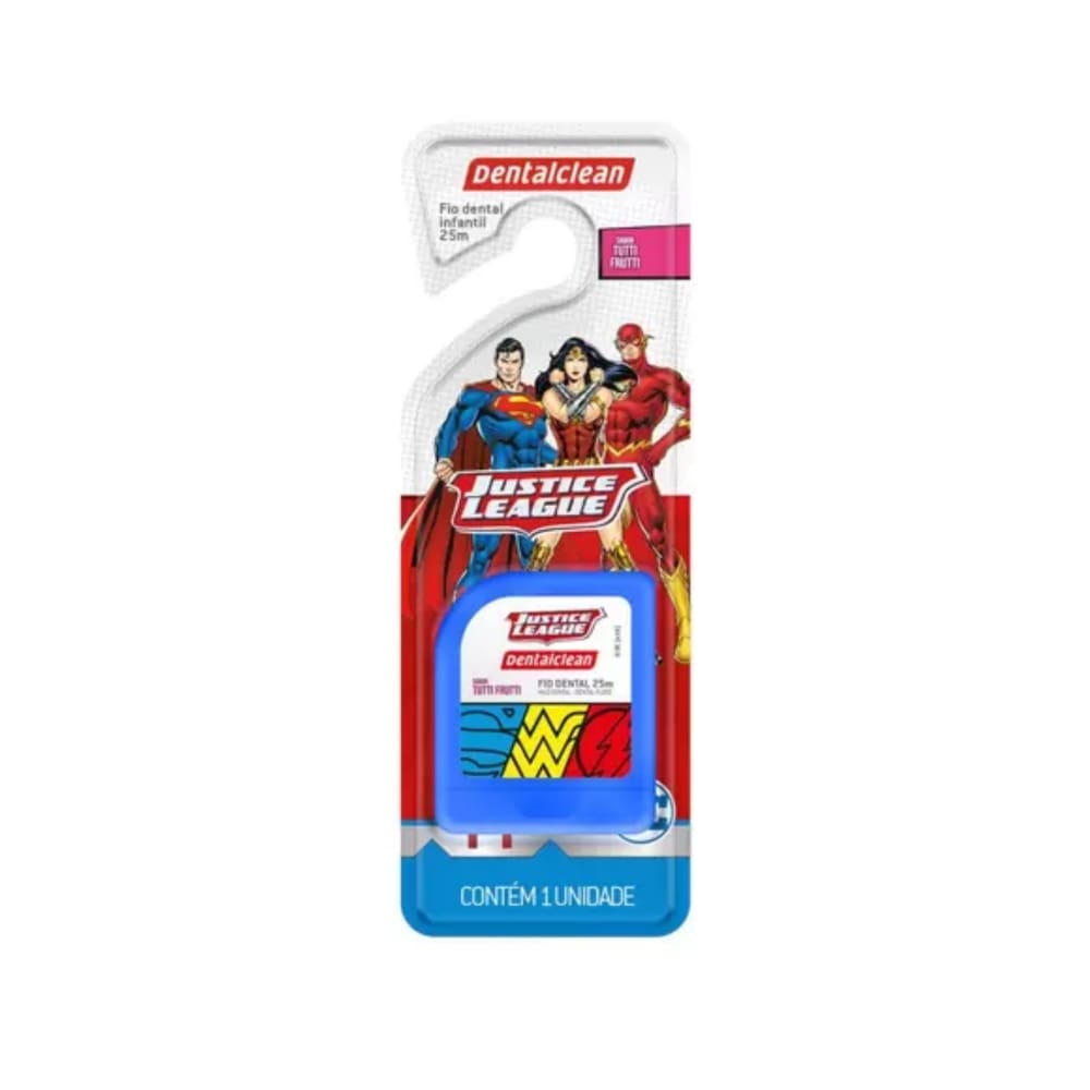 Fio Dental Infantil Liga da Justiça Tutti Frutti 25m Dentalclean Azul