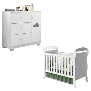Berço Americano Danny e Cômoda Infantil Ane Branco Brilho – Phoenix Baby