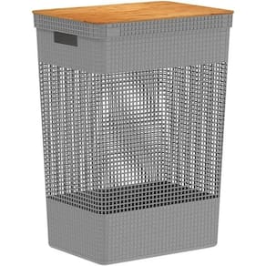 Cesto roupas closet grid tampa bambu 49 litros cg 455 cinza