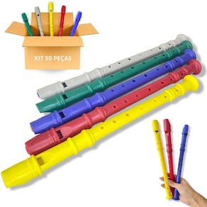 Kit 50 flauta doce infantil instrumento de brinquedo