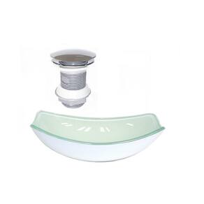 Cuba de vidro oval chanfrada 46cm branca + valvula click