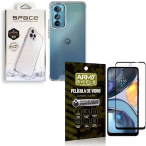 Capa space collection moto g22 + película 3d armyshield