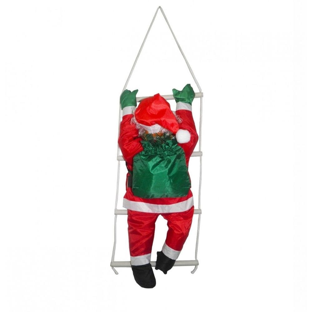 Papai noel escalador na escada 74cm enfeite natalino