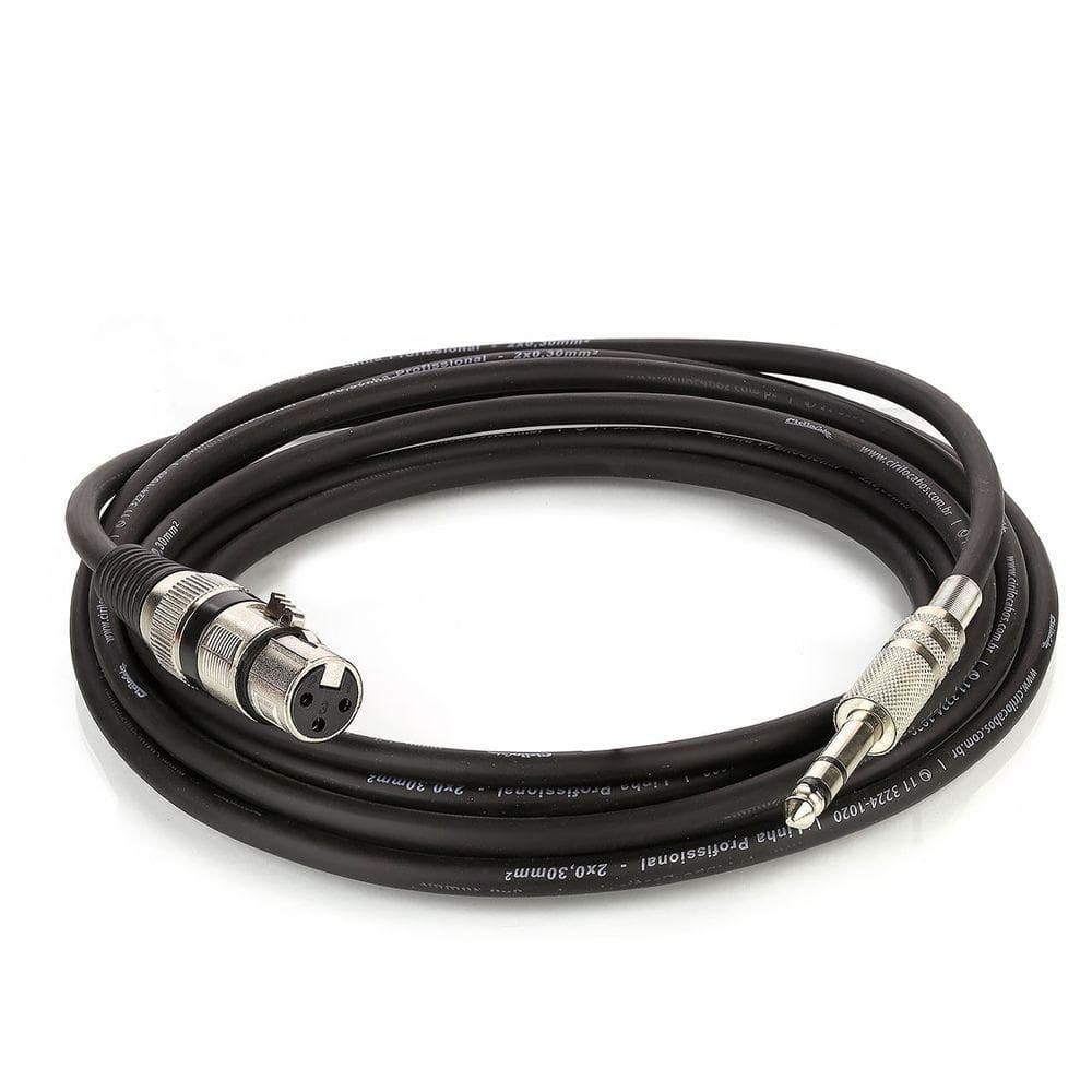 Cabo De Microfone Xlr Para P10 Estereo - Preto - 2 Metros