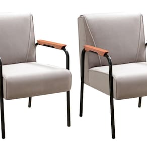 Kit 2 Poltronas Decorativas Jade Braços Fixo Cinza Capuccino