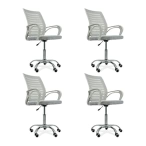Kit 4 Cadeiras de Escritório Secretaria Diretor Roma Ergonômica - Branca