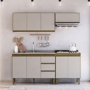 Cozinha Modulada 4 Peças 2 Aéreos 2 Balcões Margarida Mel/Arenas