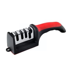 Amolador de facas e tesouras 4 em 1 vermelho prático