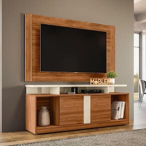Composição Bancada Milan 01 Porta e Painel Extensível Real 1.5 Cinamomo Off White Mobler