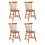 Conjunto com 4 Cadeiras de Jantar Madeira Maciça com Estofado Multimóveis CR50088