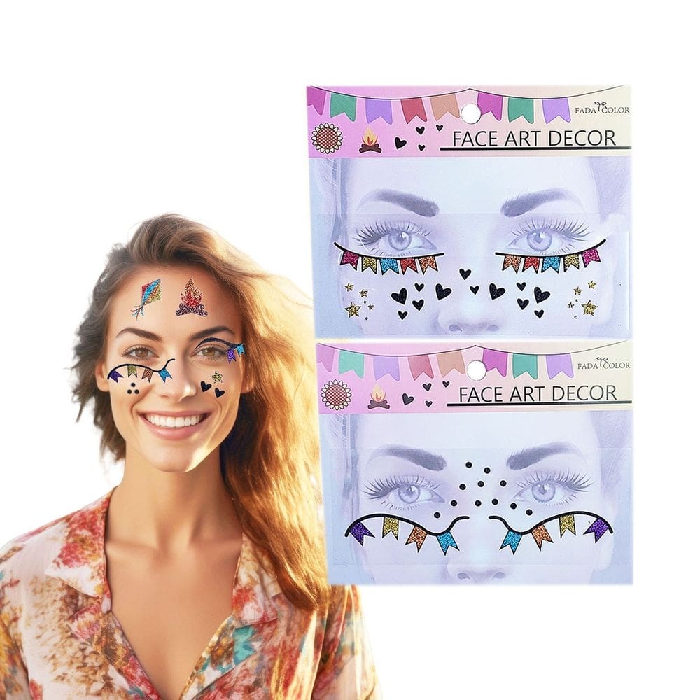 Festa Junina Maquiagem Adesiva Face Jewels - Kit Com 2 Cartelas