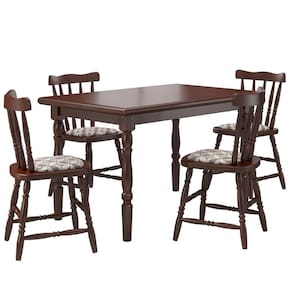 Conjunto Mesa de Jantar 125cm com 4 Cadeiras Estofadas Multimóveis CR50084