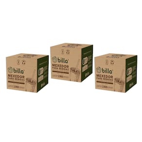 Mexedor Palheta Billa Curto Bambu Bebida Chá Café Kit 3