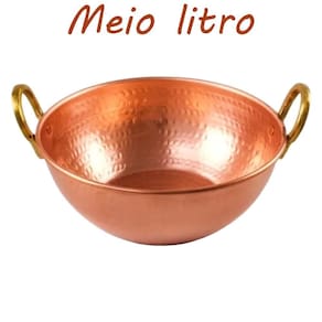 Tacho de cobre puro com alças liga de bronze 1/2 meio litro