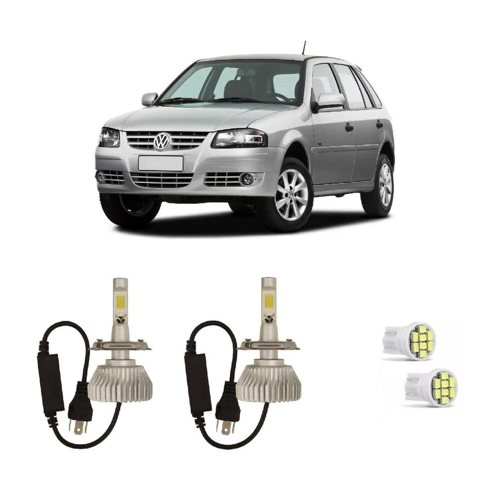 Kit lâmpadas super led farol alto baixo gol g4 2005 à 2014