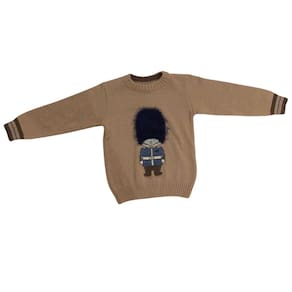 Blusa lã infantil masc Vira Mexe caqui/azul