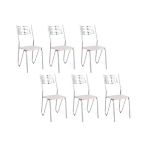 Cadeiras de Cozinha Nápoles C045 Kit 6 Un Cromada - Assento Branco 106 - Kappesberg