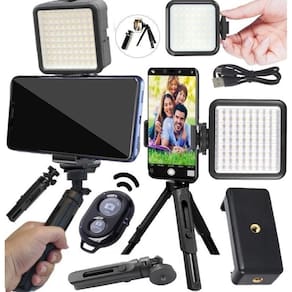 Kit youtuber completo tripé câmera + luz led iluminador