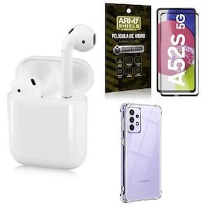 Capinha samsung a52s + fone bluetooth ly-122 + película 3d