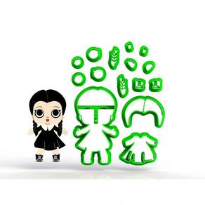 Cortador Wandinha Addams -cute Modular Adams Tamanho 8 Cm
