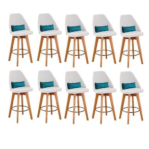 Kit 10 Banquetas Bege Claro E Almofada Azul Turquesa