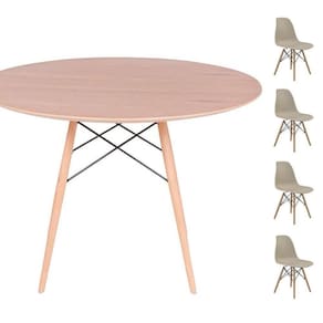 Conjunto Mesa Eames Freijó 120cm + 4 Cadeiras Fendi