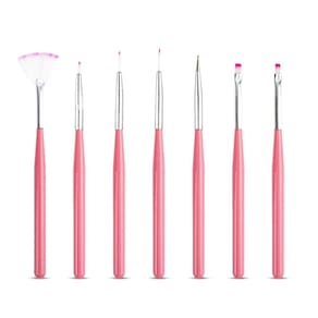 Kit 6 pincéis + 1 boleador rosa decoração de unhas nail art