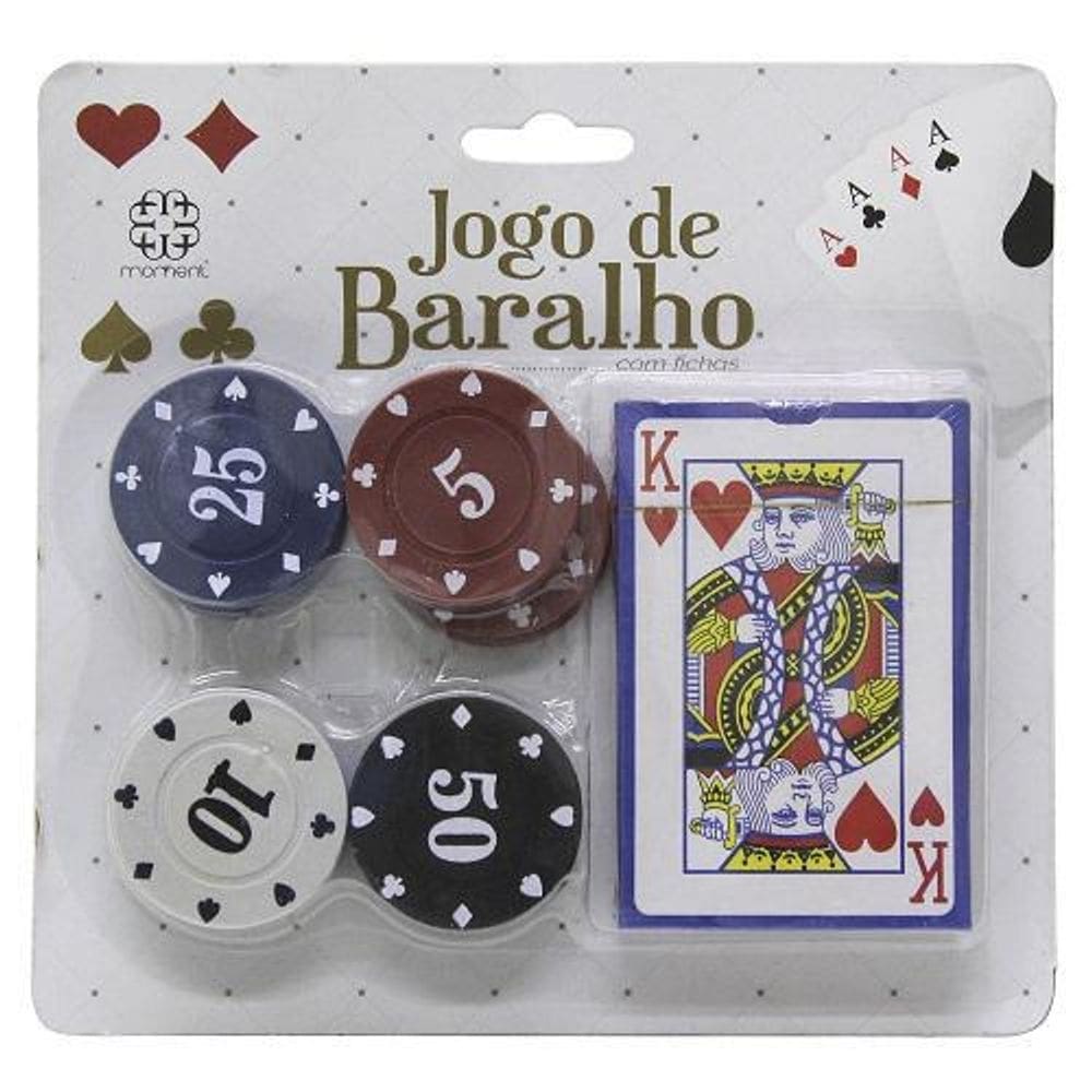 Kit baralho para jogo de poker contendo 1 baralho 24 fichas