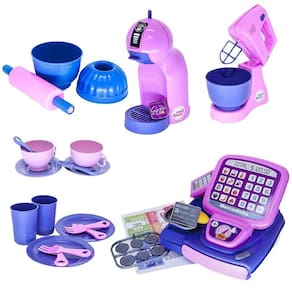 Kit prato copo expresso cafeteira bolo brinquedo forma 33pç
