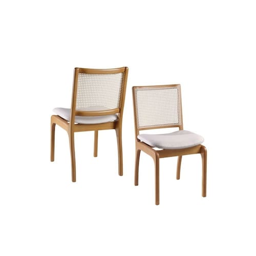 imagem-Cadeiras para Mesa de Jantar Madeira Maciça com Telinha - Barcelona - Requinte Salas - Marrom
