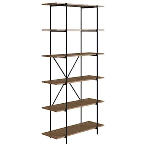 Estante Industrial Tube Artesano 180 Cm Mdp Vermont Seis Prateleiras Estrutura Metálica Preta