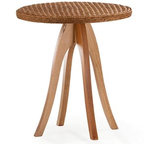 Mesa De Apoio Esfera Ozki 62 Cm Madeira Eucalipto Cedro Junco Natural