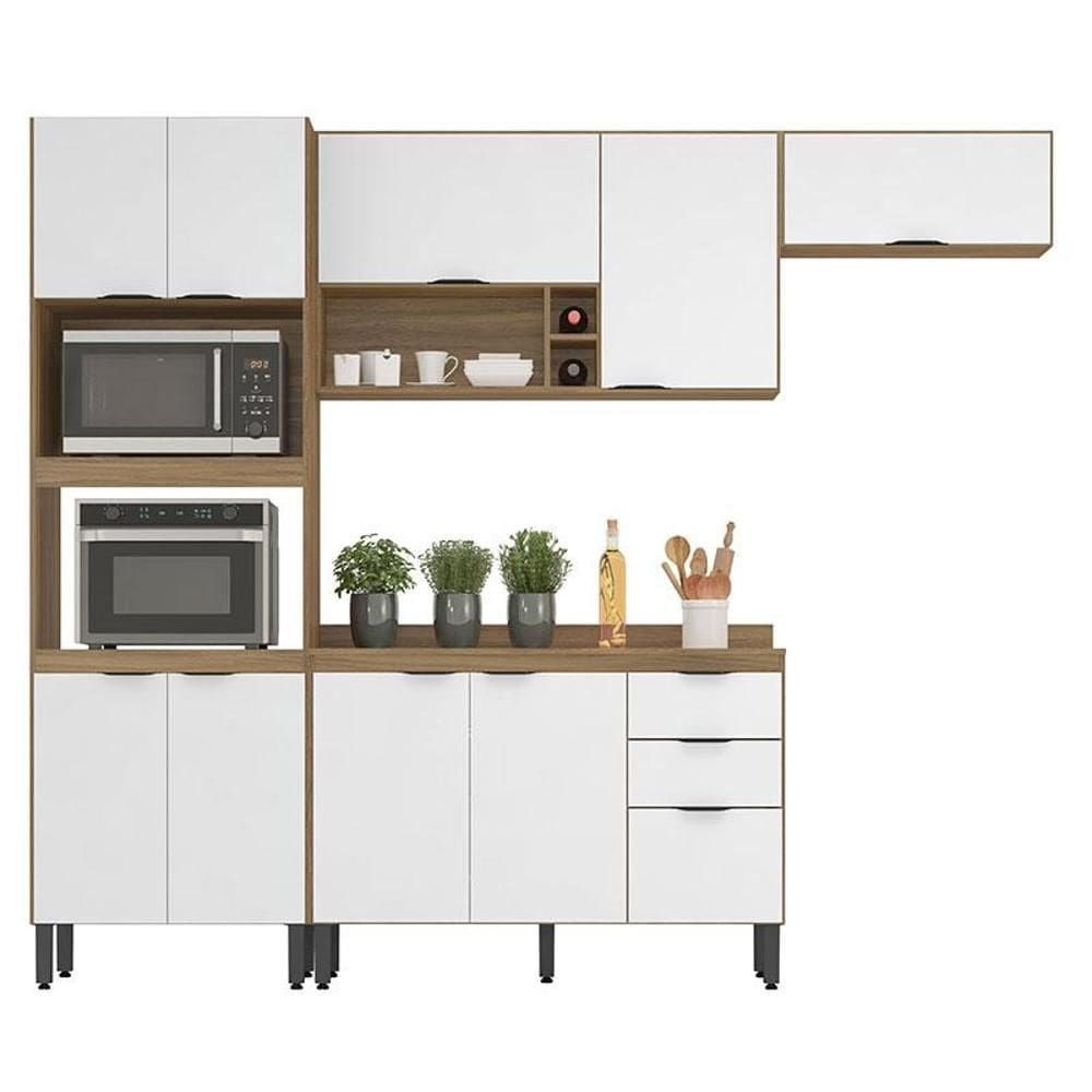 Cozinha Modulada Firenze FI0003 Amêndola Branco - Demóbile